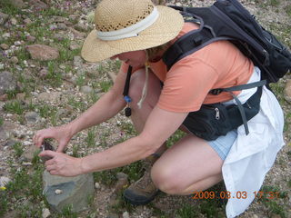 Cave Creek mine hike - Beth taking flower picture