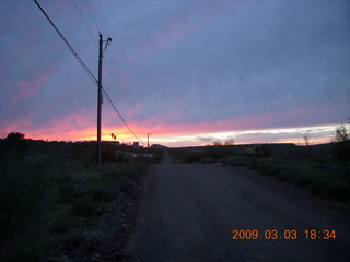 Cave Creek mine hike - sunset red glow on mountains