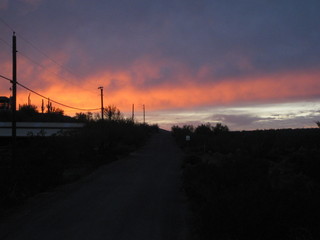 beth's pictures - Cave Creek mine hike - sunset red glow on the mountains
