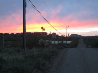 beth's pictures - Cave Creek mine hike - sunset red glow on the mountains