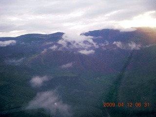 aerial - mountains near Red Creek with clouds