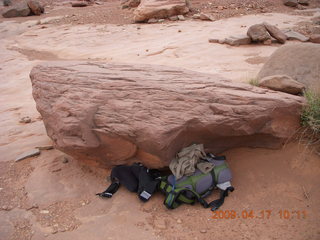 165 6uh. Canyonlands - Lathrop trail hike - my stuff at white rim