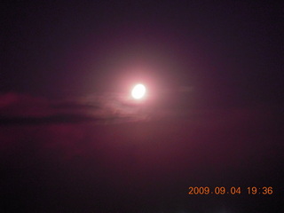 Blythe (BLH) fly-in - overexposed, blurry full moon