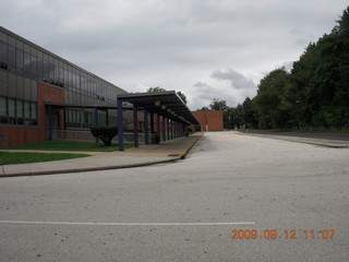 aerial - Philadelphia skyline at cloudy dawn
