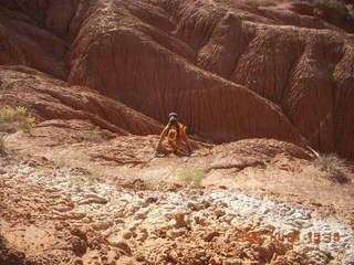 302 704. Escalante to Kodachrome - Panorama trail - Cool Cave area - Adam climbing
