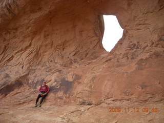 29 71c. Arches National Park - Devils Garden hike - Adam at Partition Arch