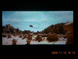 135 71f. Goblin Valley scene from movie 'Galaxy Quest' on my TV