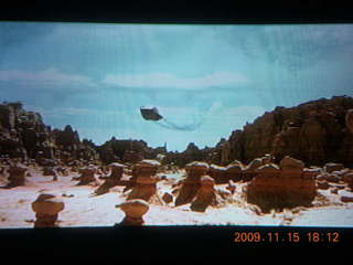 136 71f. Goblin Valley scene from movie 'Galaxy Quest' on my TV