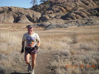 Lathrop trail hike - Adam running - back