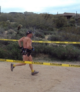 Lathrop trail hike - Adam running - back
