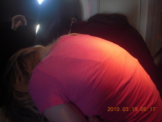 forward-sleeping passengers on airline flight