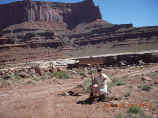 102 774. Canyonlands Lathrop Trail hike - woman on white rim road