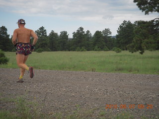 Grass Valley run - Adam and 'prehistoric' giant pine cone