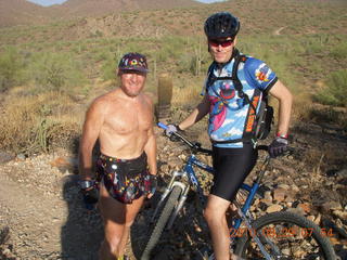 Lost Dog Wash run - Adam and Craig on his mountain bike
