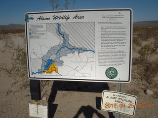 Alamo Lake run - sign for wildlife area