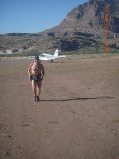 Superior Airport run - Jon running towards N8377W