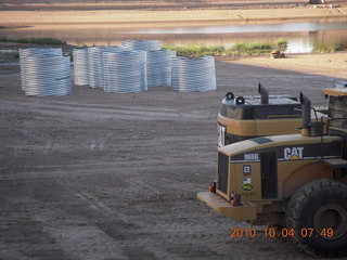 Tempe Town Lake and dirt service road run - big metal pipe construction