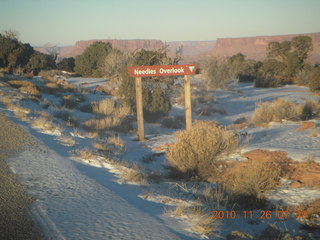 12 7ds. Moab trip - dawn drive to Needles - sign