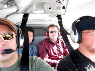 Sky Harbor fly-in - Sean, Norbert, Casey, and part of Adam flying in N8377W