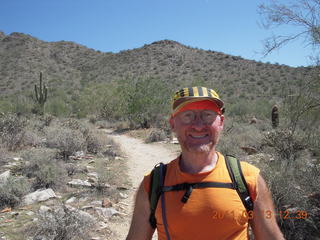 Moab trip - Canyonlands Lathrop hike - Adam with 'Mr. Spot'
