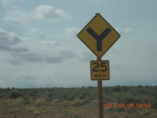 98 7j8. dirt road drive from Anticline Overlook - Y sign