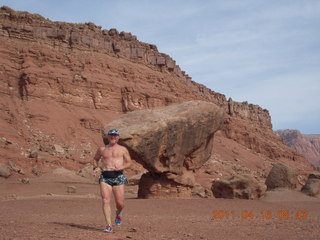 Marble Canyon run - Balanced Rock - Adam running