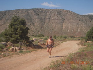 Marble Canyon run - Balanced Rock - Adam running