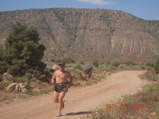 Marble Canyon run - Balanced Rock - Adam running