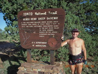 'Young International' Pleasant Valley (24AZ) run - Tonto National Forest sign and Adam