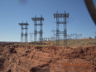 Page Airport (PGA) to Wahweap Marina run - Glen Canyon Dam Bridge - view of power-transmission stuff