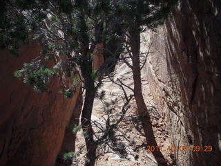 67 7q9. Arches National Park - Devil's Garden hike - climb out from Navajo Arch