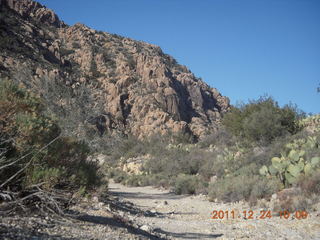 Dave and Elizabeth on Bagdad run - Active Mine Area sign