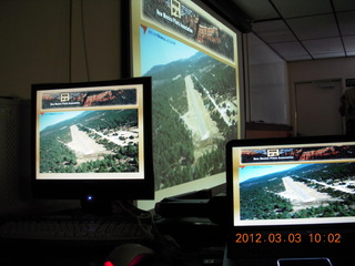 three monitors showing back-country talk
