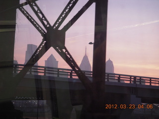 Philadelphia skyline seen from the train