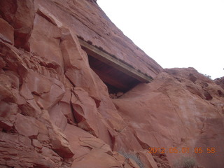 26 7x1. Canyonlands Murphy hike - wooden bridge from underneath