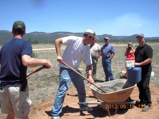 aerial - 'Young International' airstrip (AZ24) - making cement for fire pit