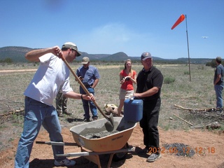 aerial - 'Young International' airstrip (AZ24) - making cement for fire pit