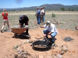 aerial - 'Young International' airstrip (AZ24) - making cement for fire pit
