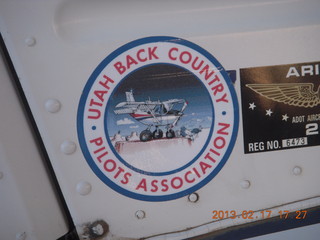 N8377W at DVT with Utah Back-Country Pilots sticker up close