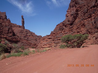 86 89s. Onion Creek drive - Fisher Tower in distance