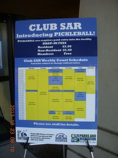 Club SAR sign for Pickleball