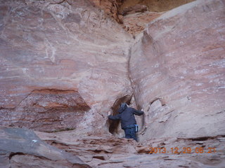 57 8gv. Cave Valley hike - our echo cave - Brian climbing