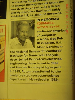 Forman Acton obituary in Princeton Alumni Weekly