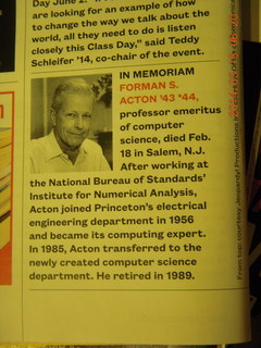 Forman Acton obituary in Princeton Alumni Weekly