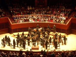 Philadelphia Orchestra facing the back-side audience