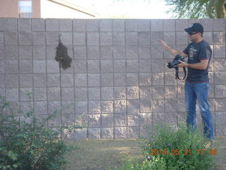 Sean G taking a picture of a beehive