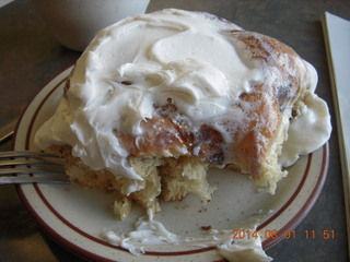 29 8q1. a huge, messy cinnamon bun