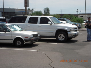 233 8q2. my car and Sean's huge Suburban and Sean