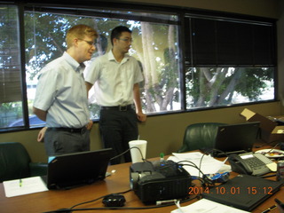 Adam and birthday wall-of-chocolate cake