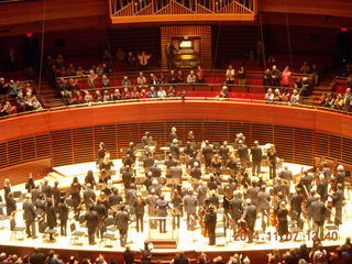 Philadelphia Orchestra stage with organ facing away (backs)